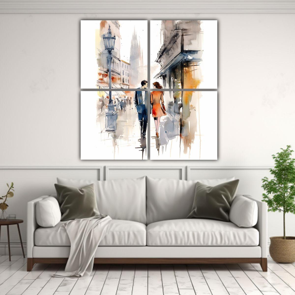 Cuatro Telas En Bastidor: Visual Riqueza De 180x180 Cm-2