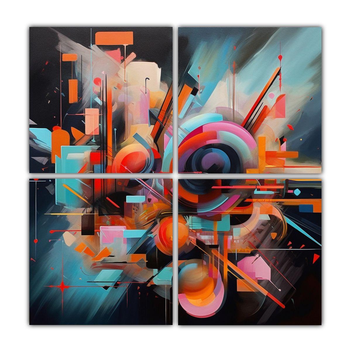Cuadros Intensos Abstractos Para Decoración De 80x80 Cm-0