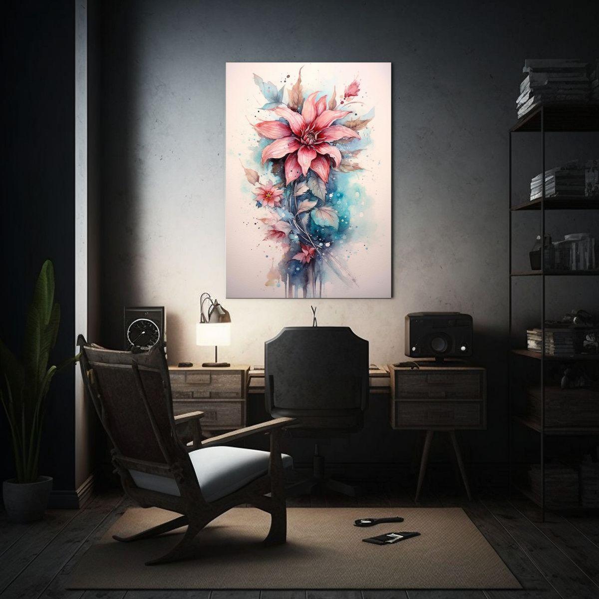Pintura Floral De Estilo Acuarela Y Tinta 20x30cm-2