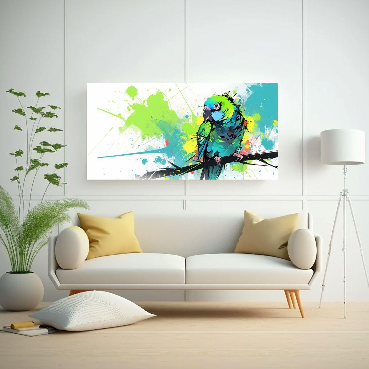 Cuadro Concepto Majestuosas Lorikeet Verde Y Negro 120x60cm-2