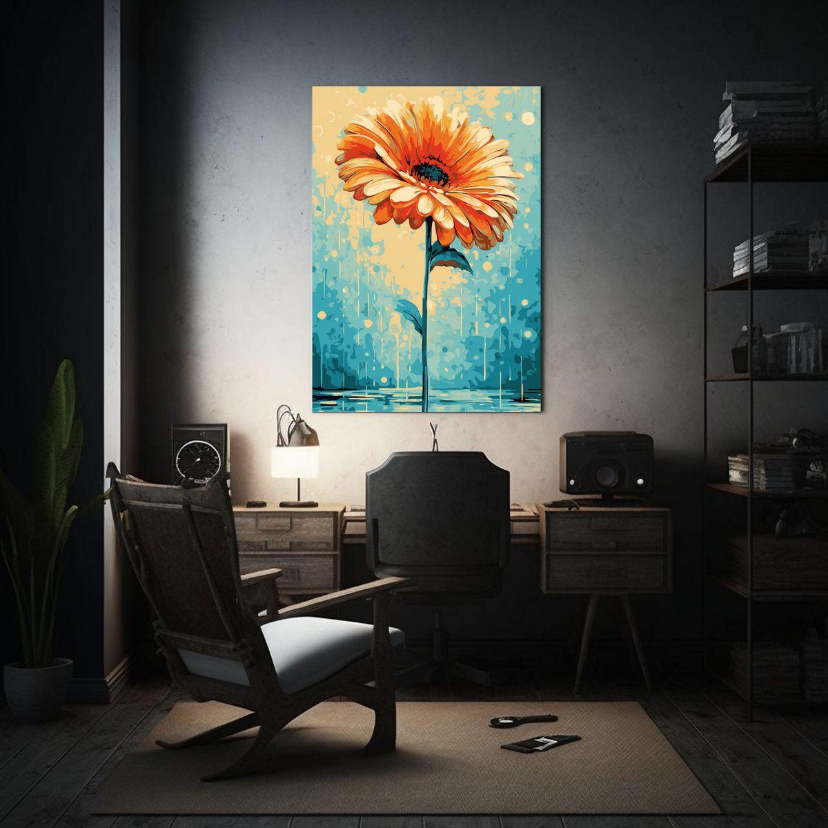 Cuadro Profundidad Tela Bastidor Gerbera Flor 20x30cm-2