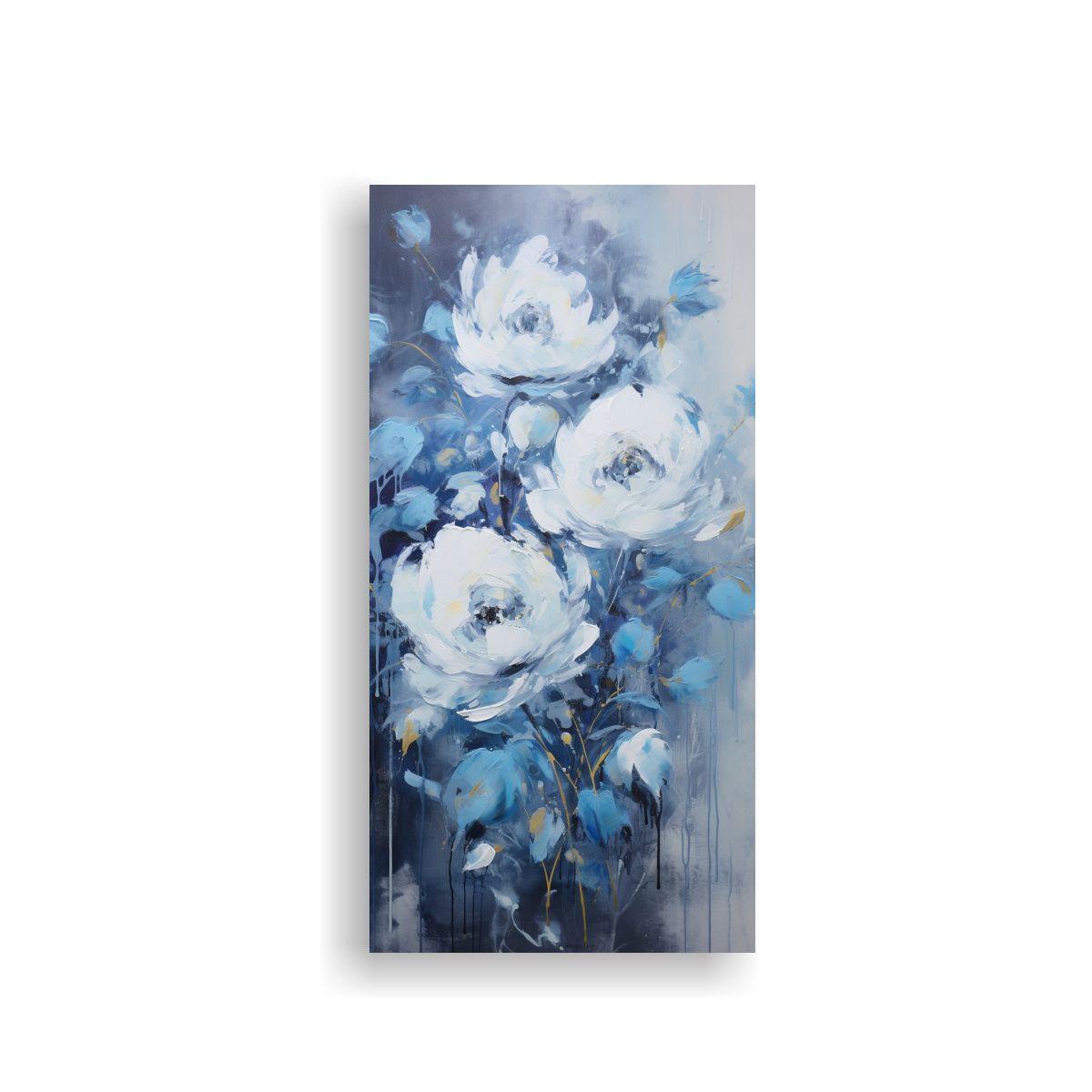 Pintura En Acuarela De Peonías Azules Para 30x60 Cm-0