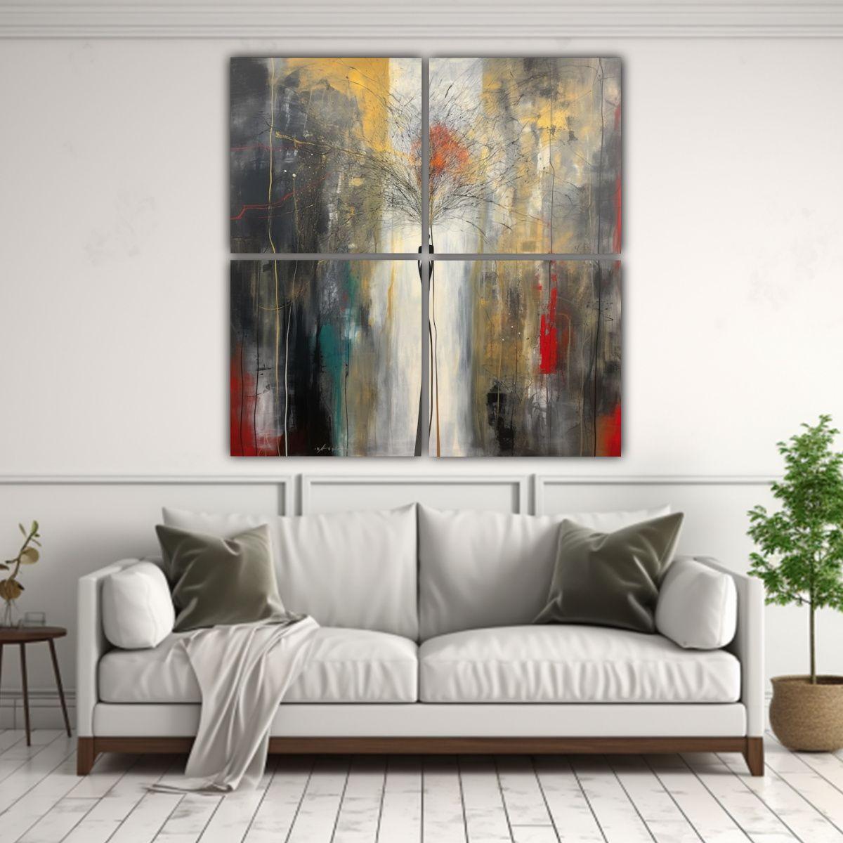 Cuadro De Arte Abstracto En Tonos Gris Claro, 60x60 Cm-2
