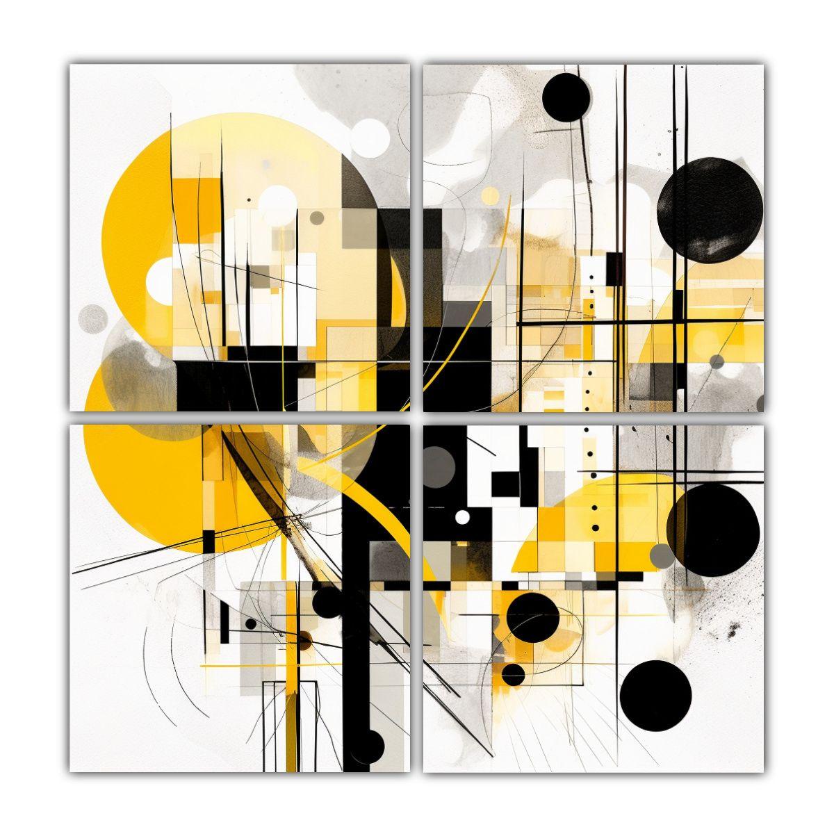 Cuatro Cuadros Tema Majestuosas Abstracto 40x40 Cm-0
