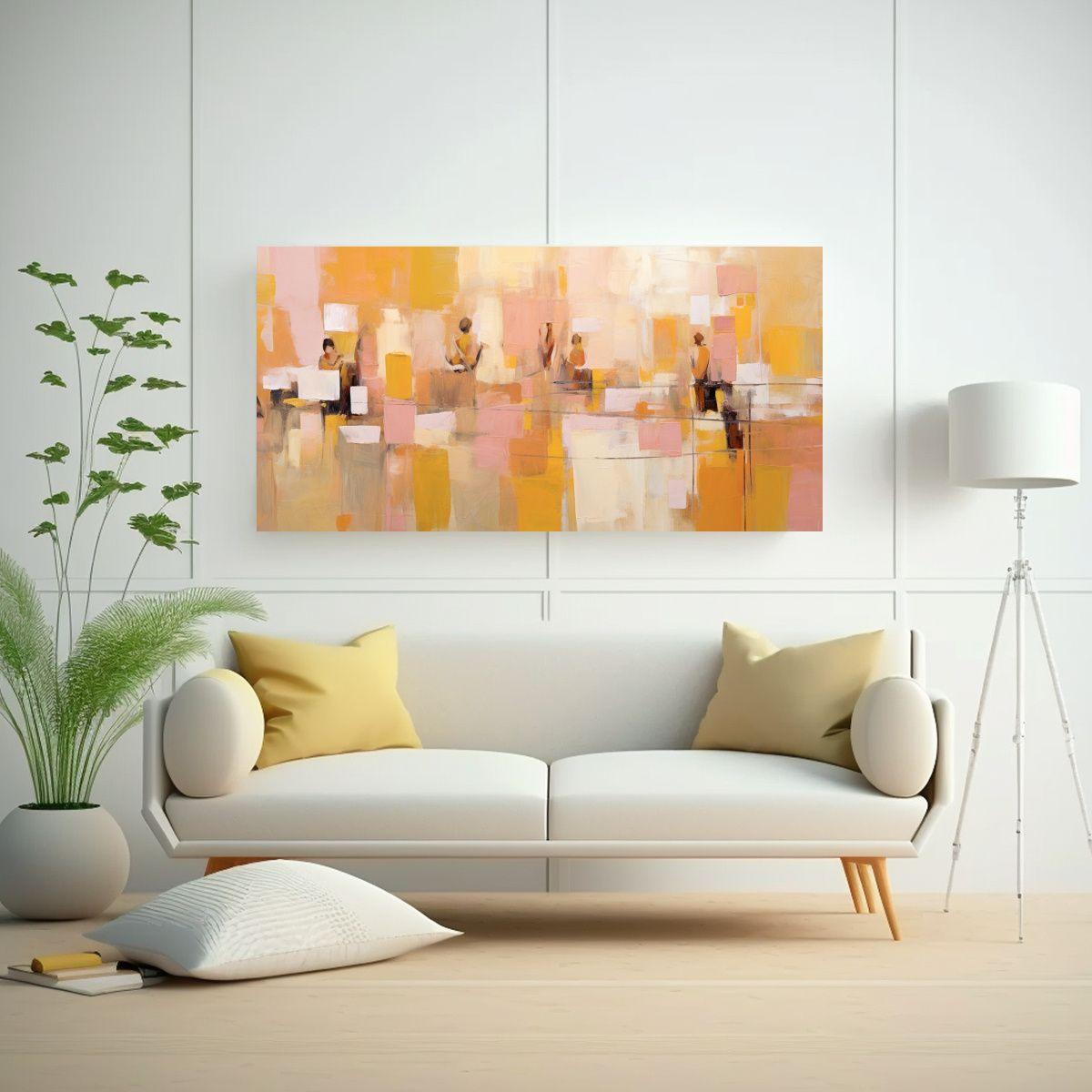 Pintura Horizontal Amarilla Y Amarilla Con 60x30 Cm-2
