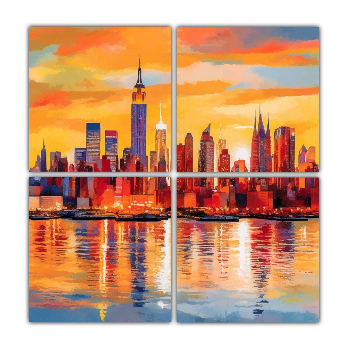 Pintura Decorativa Cuatro Artes Amanecer Nueva 140x140 Cm-0