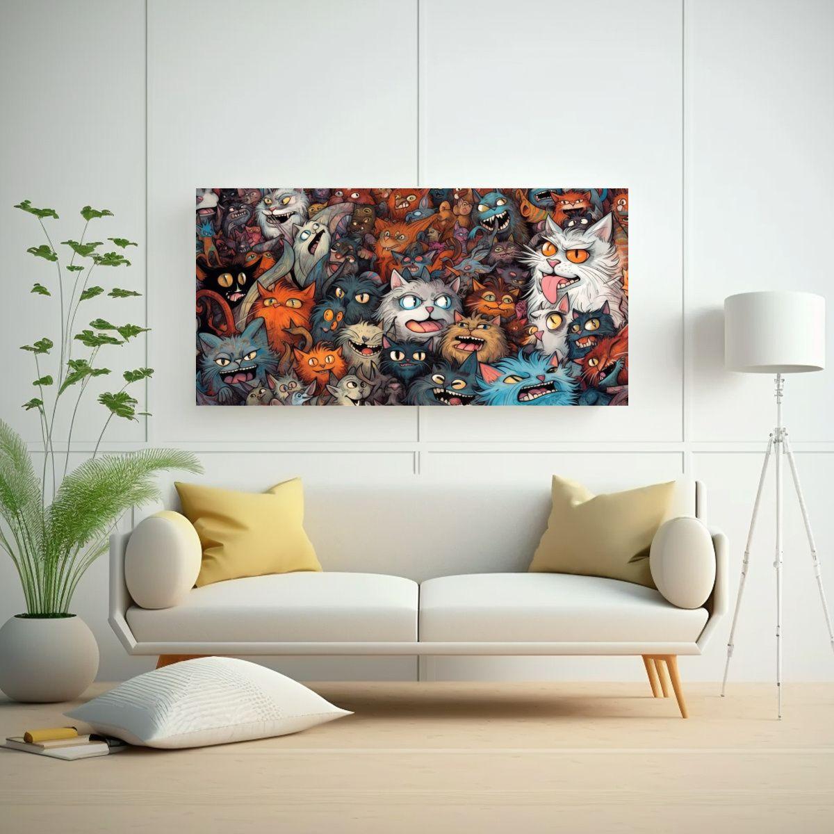 Gatos Locos Por Safiye Rafailov: Composición 80x40 Cm-2
