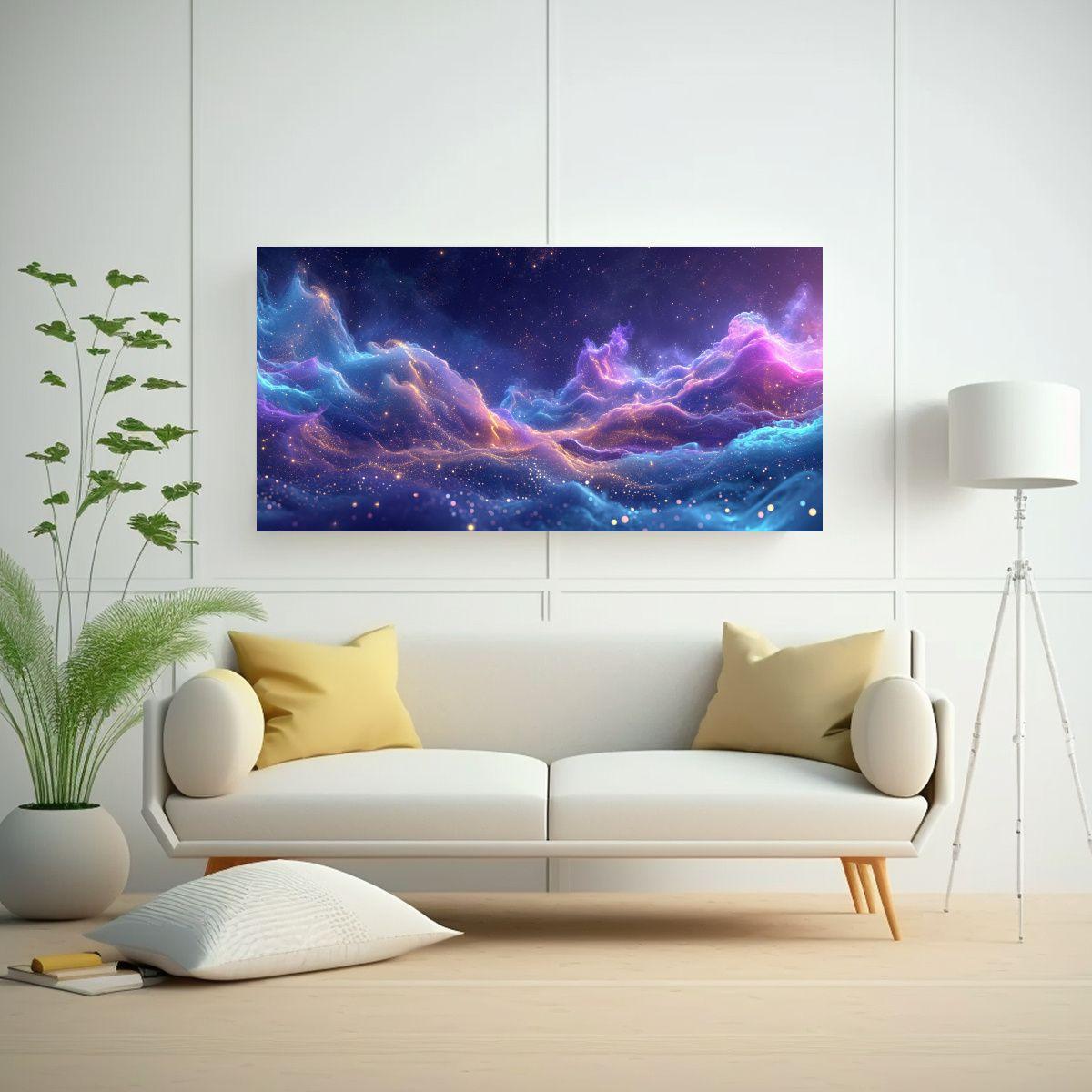 Pintura Tela Azul Claro Temática Vida Y Futuro 140x70cm-2