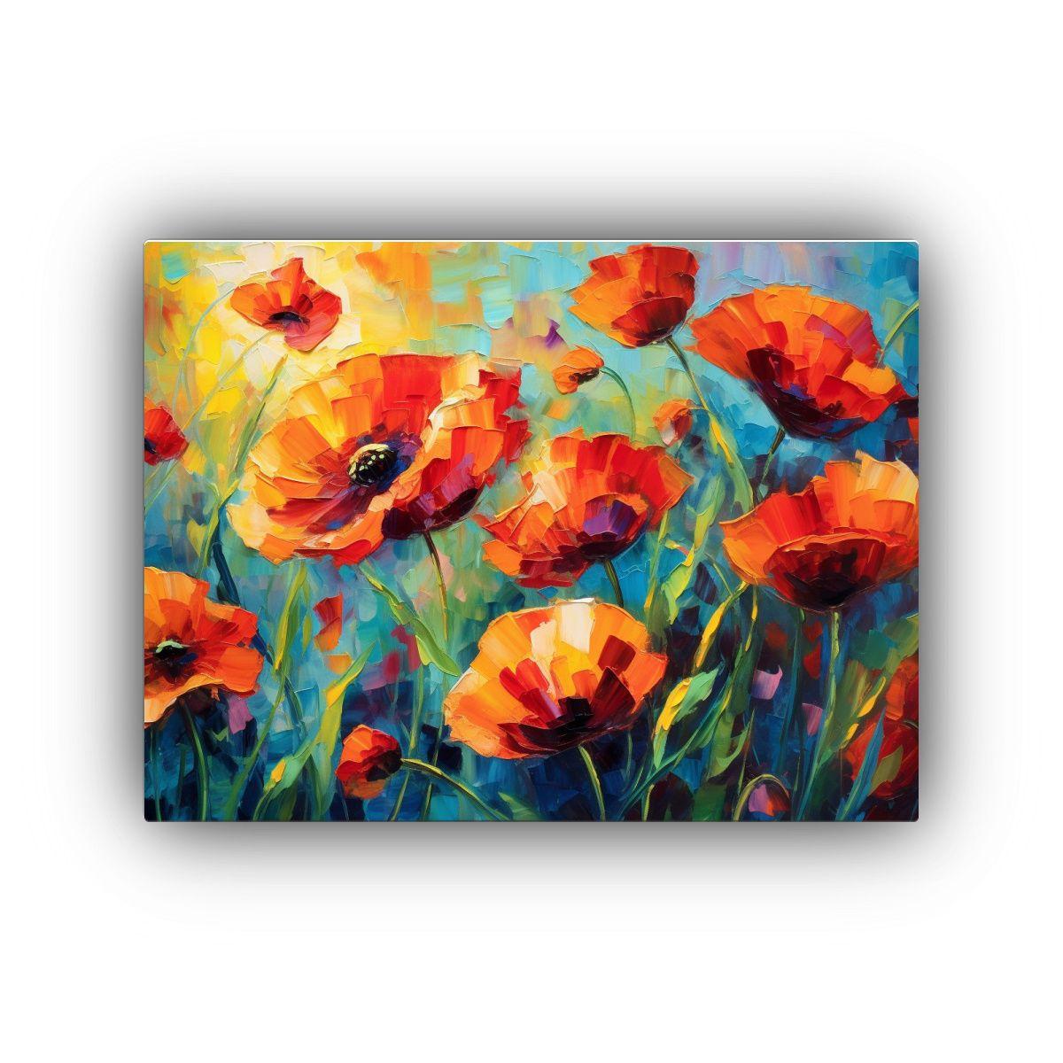 Cuadro Diseño Poppies Para Interiores Brochazos 120x80cm-0