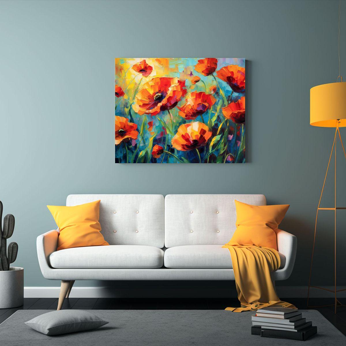 Cuadro Diseño Poppies Para Interiores Brochazos 120x80cm-2