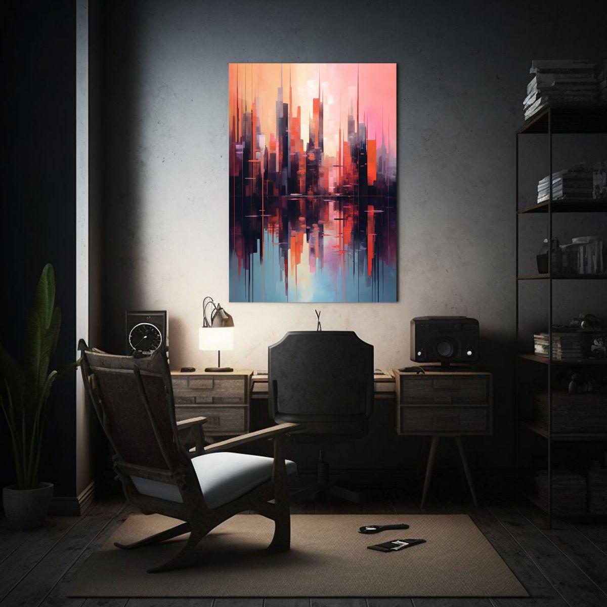 Pintura Abstracta Minimalista De Torres Altas 50x75cm-2