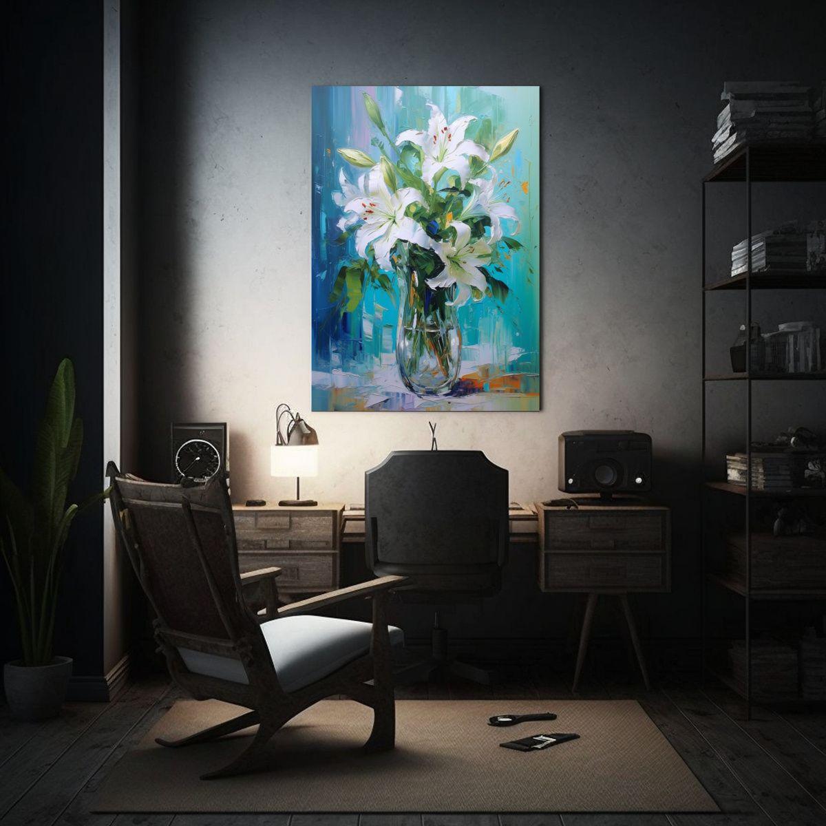 Cuadro Decorativo Moderno: Lirios Florecen En 80x120cm-2