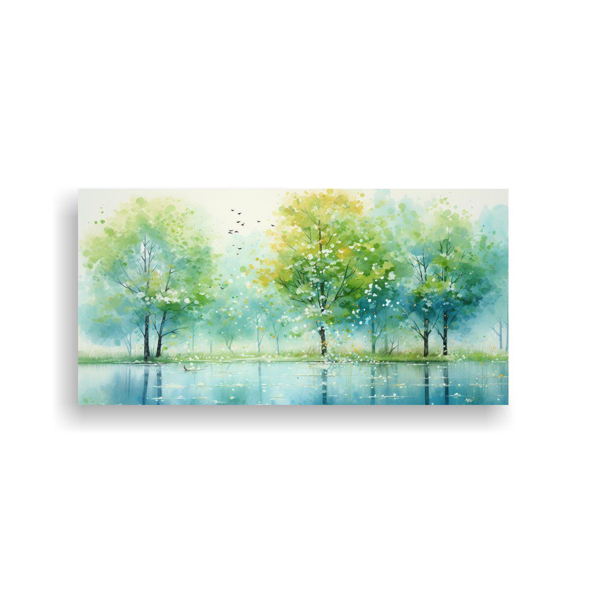 Cuadro Abstracto De árboles De Arce En Tonos Verd 80x40cm-0