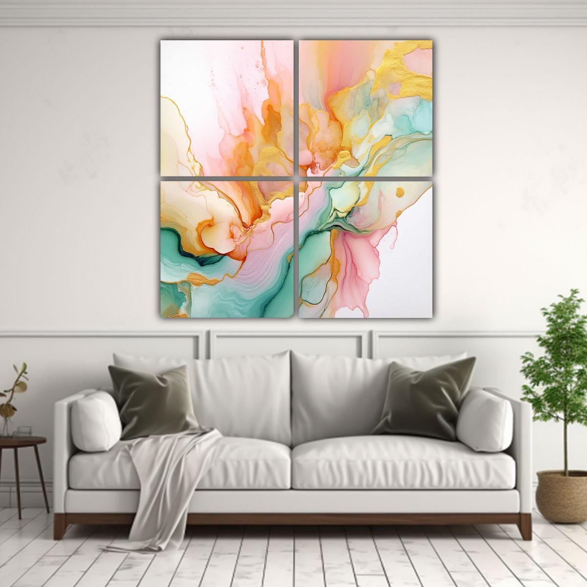 4 Cuadro Hermoso Representación Pintura 140x140 Cm-2
