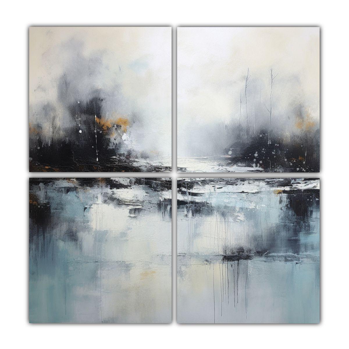 Pintura Abstracta Contemporánea De Un Lago 60x60 Cm-0