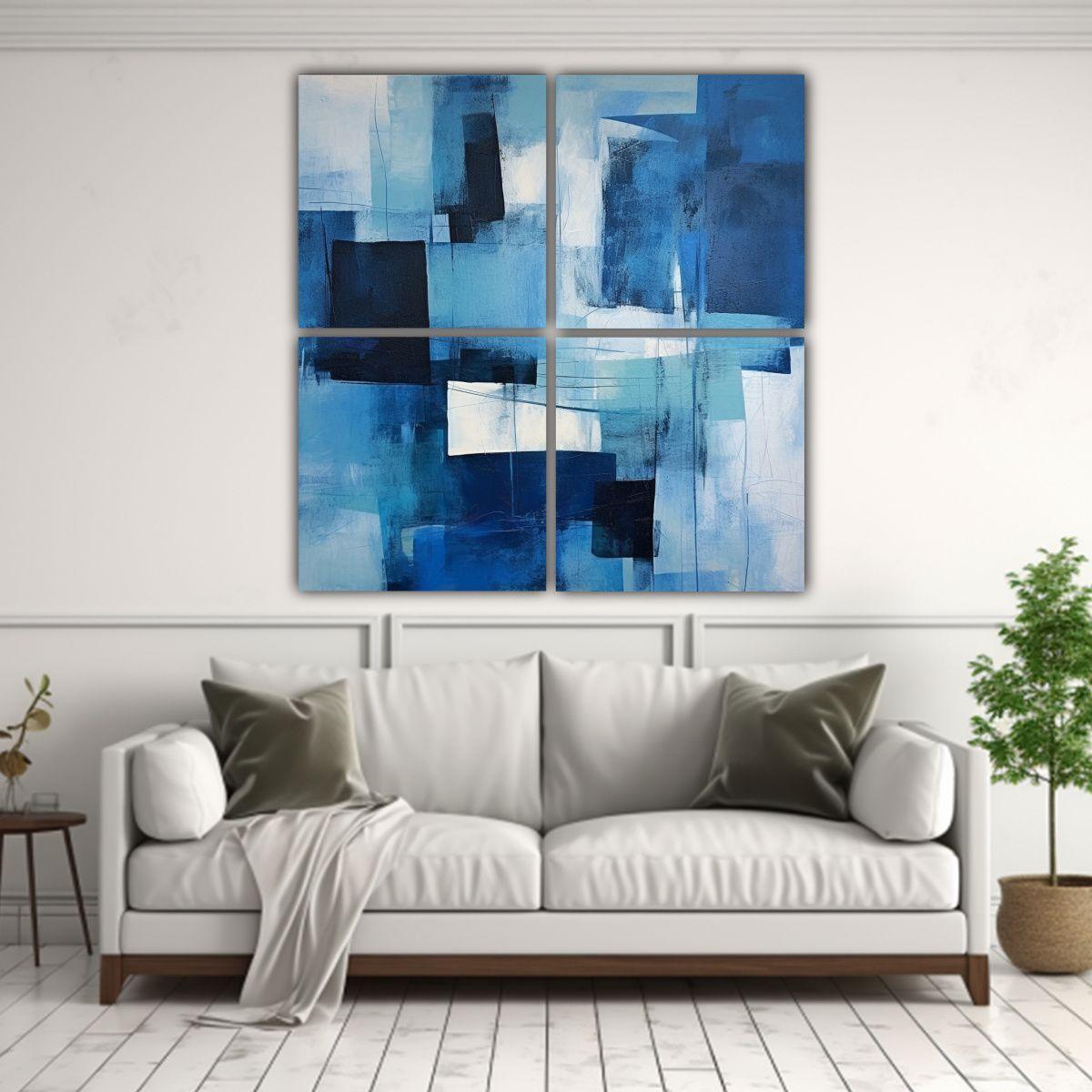 Cuadro Acuarela Exuberantes Dasha En Tonos Azules 200x200 Cm-2
