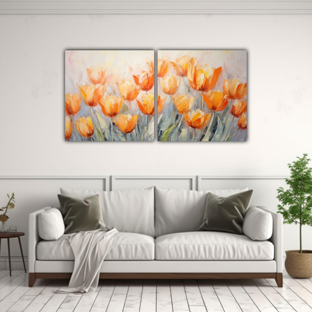 Diptico Fotografia Obra Maestra De Tulipanes 160x80 Cm-2