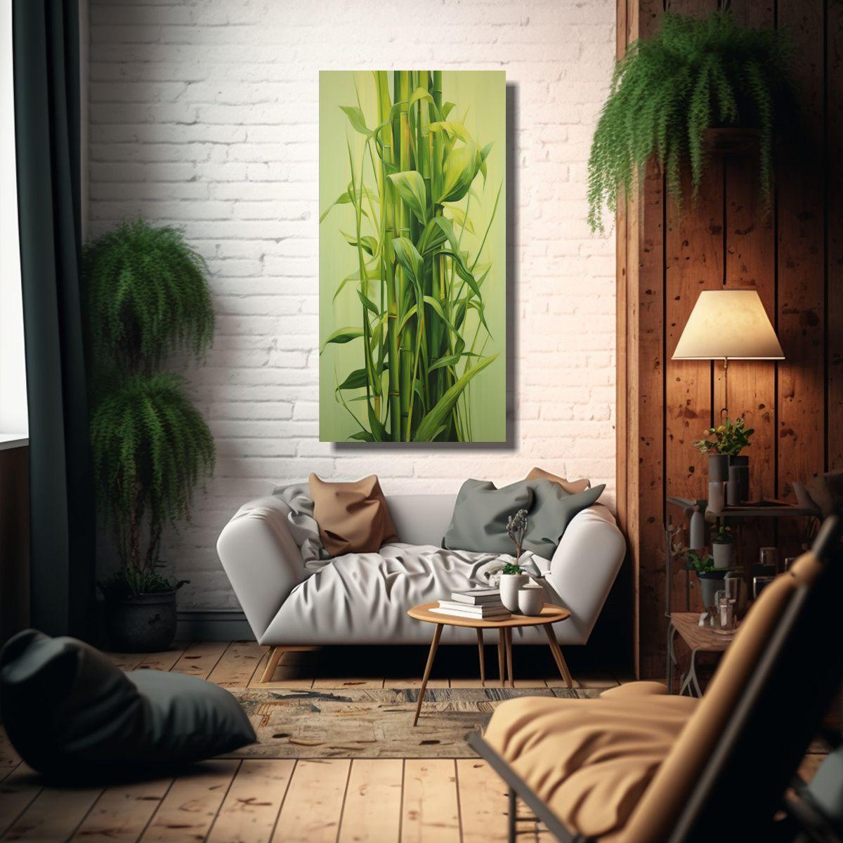 Pintura Abstracta De Hierbas De Limoncillo Con Det 30x60cm-2