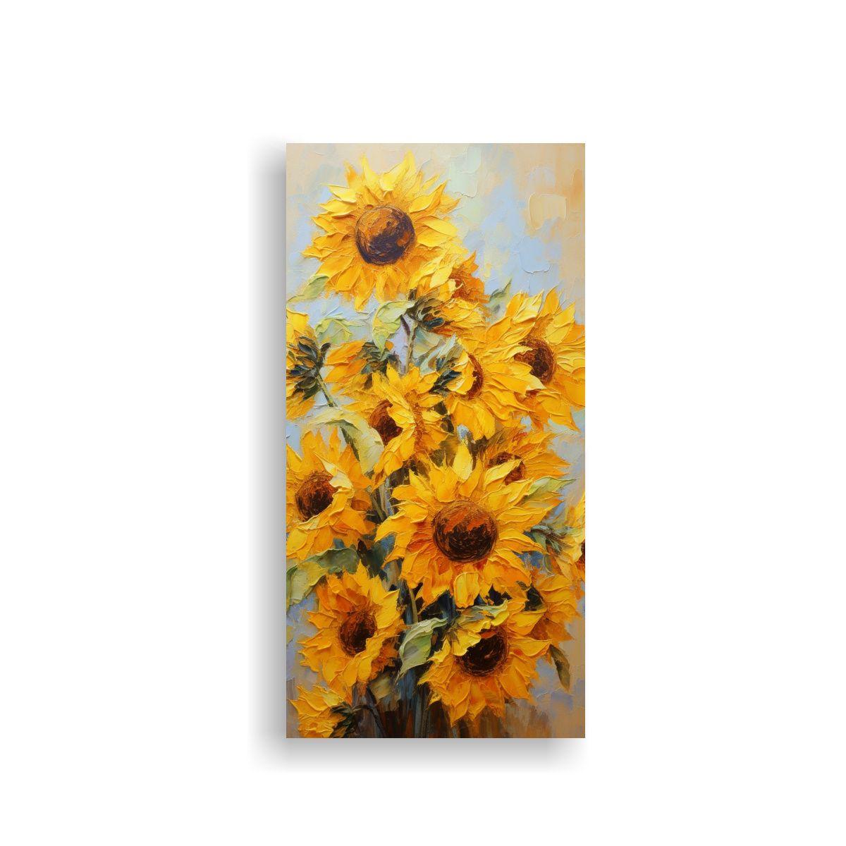Cuadro De Girasoles Vibrantes En Lienzo 40x80cm-0