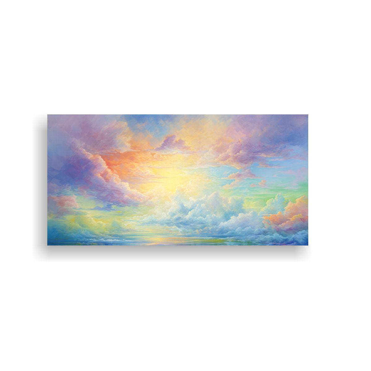 Cuadro Moderno Abstracto: Amanecer Con Arcoíris 80x40cm-0