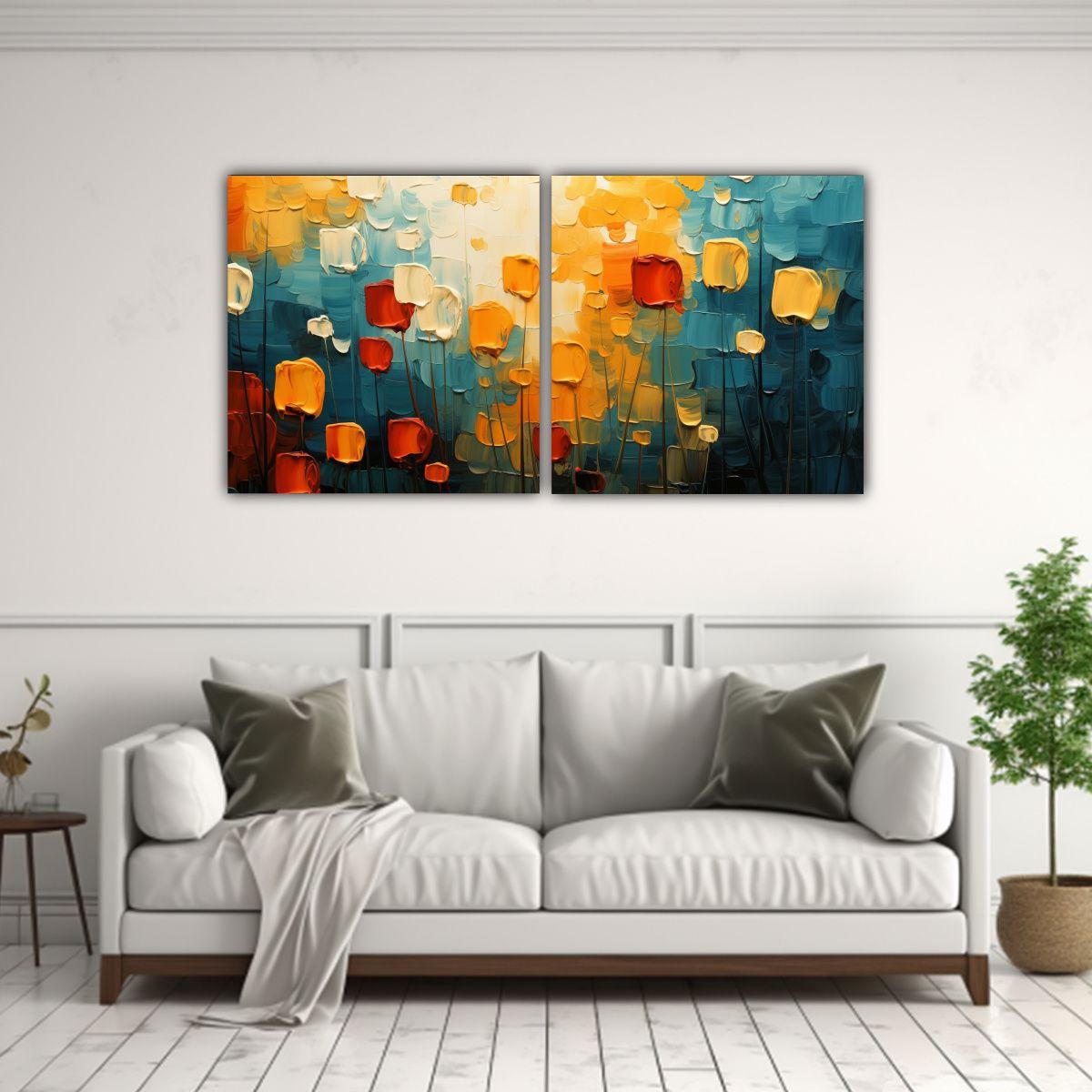 Cuadro Abstracto En Tonos Armonía Colores 60x30 Cm-2
