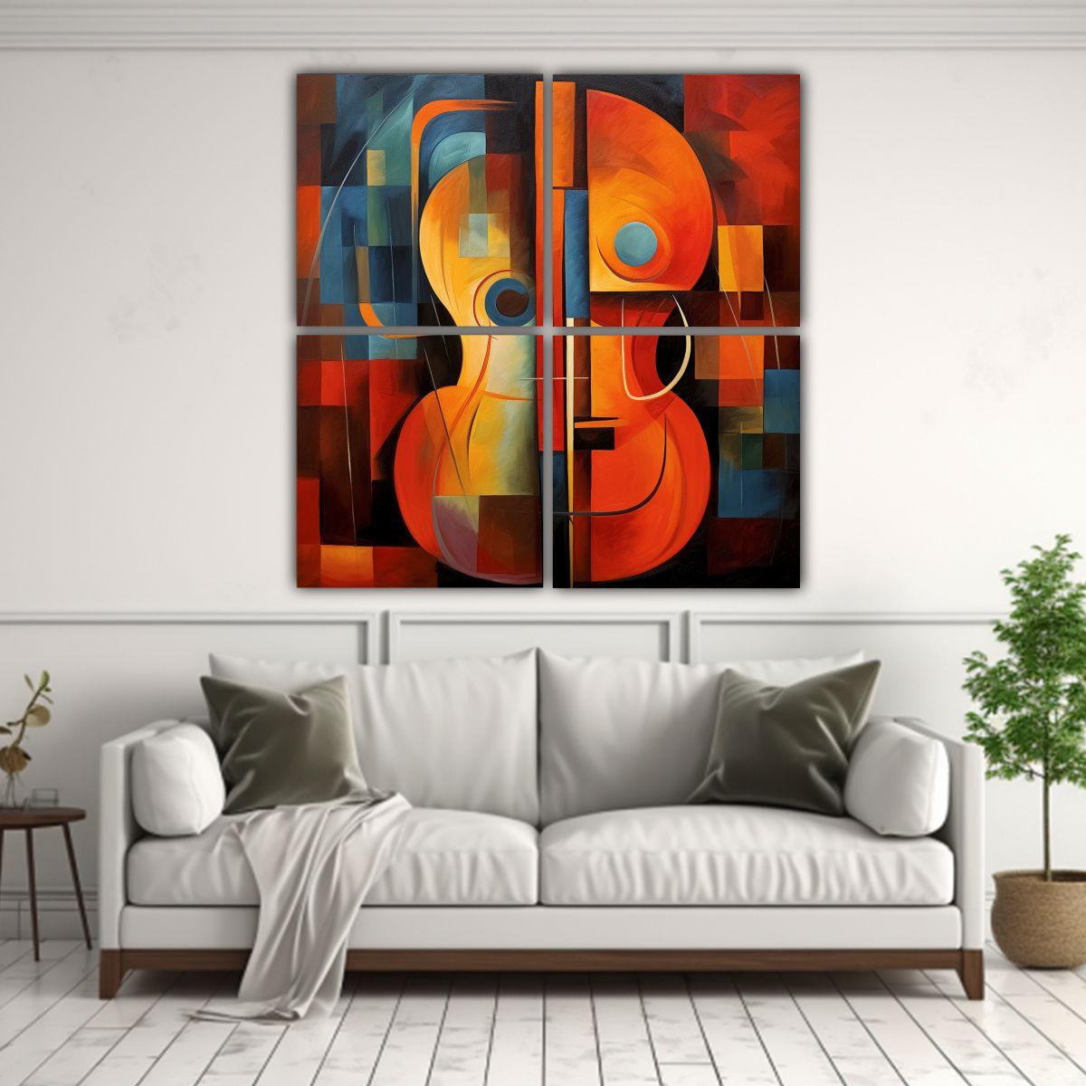Cuadriptico Abstracto De Composición En Cello 200x200 Cm-2