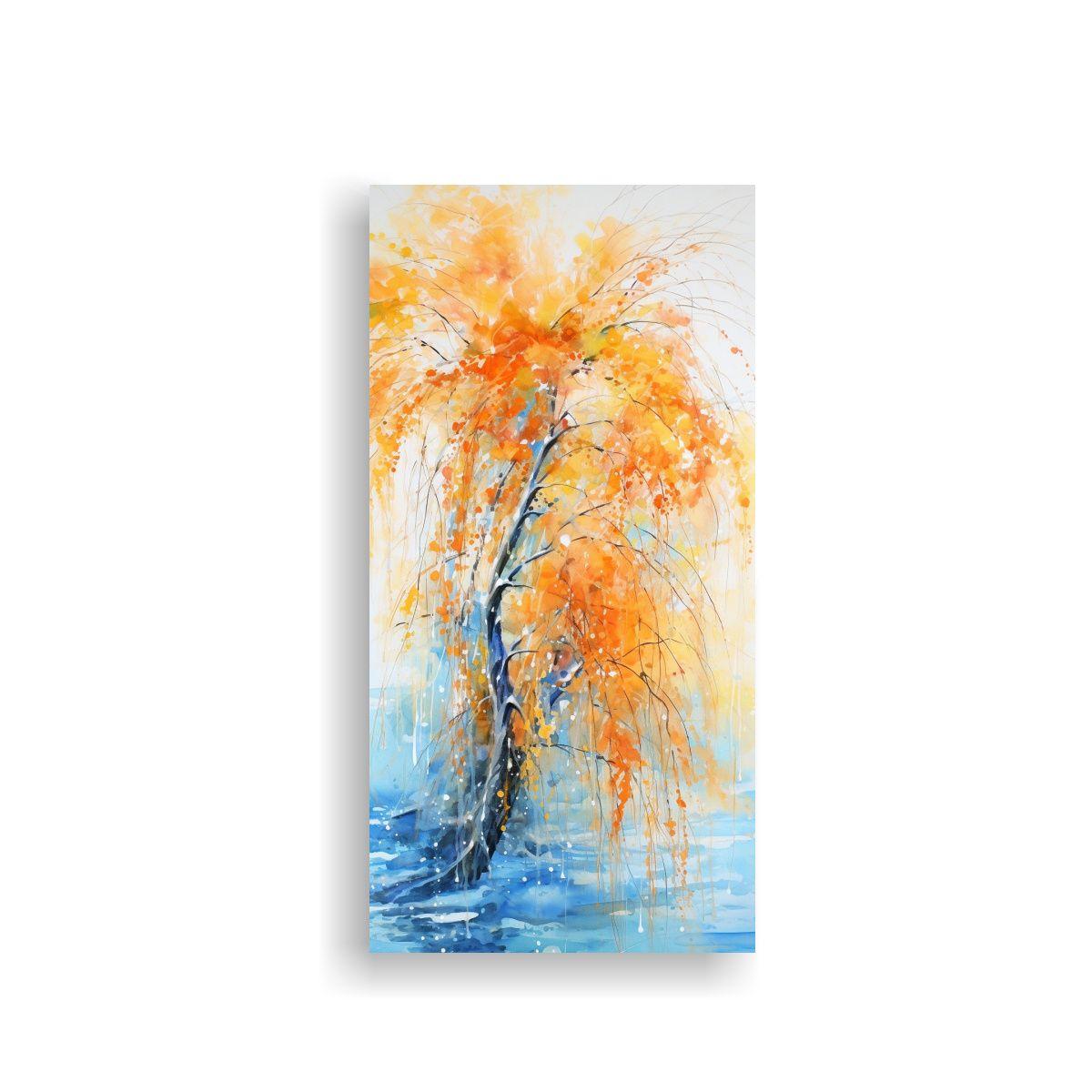 Pintura Abstracta De árbol De Sauce En Colores 40x80 Cm-0