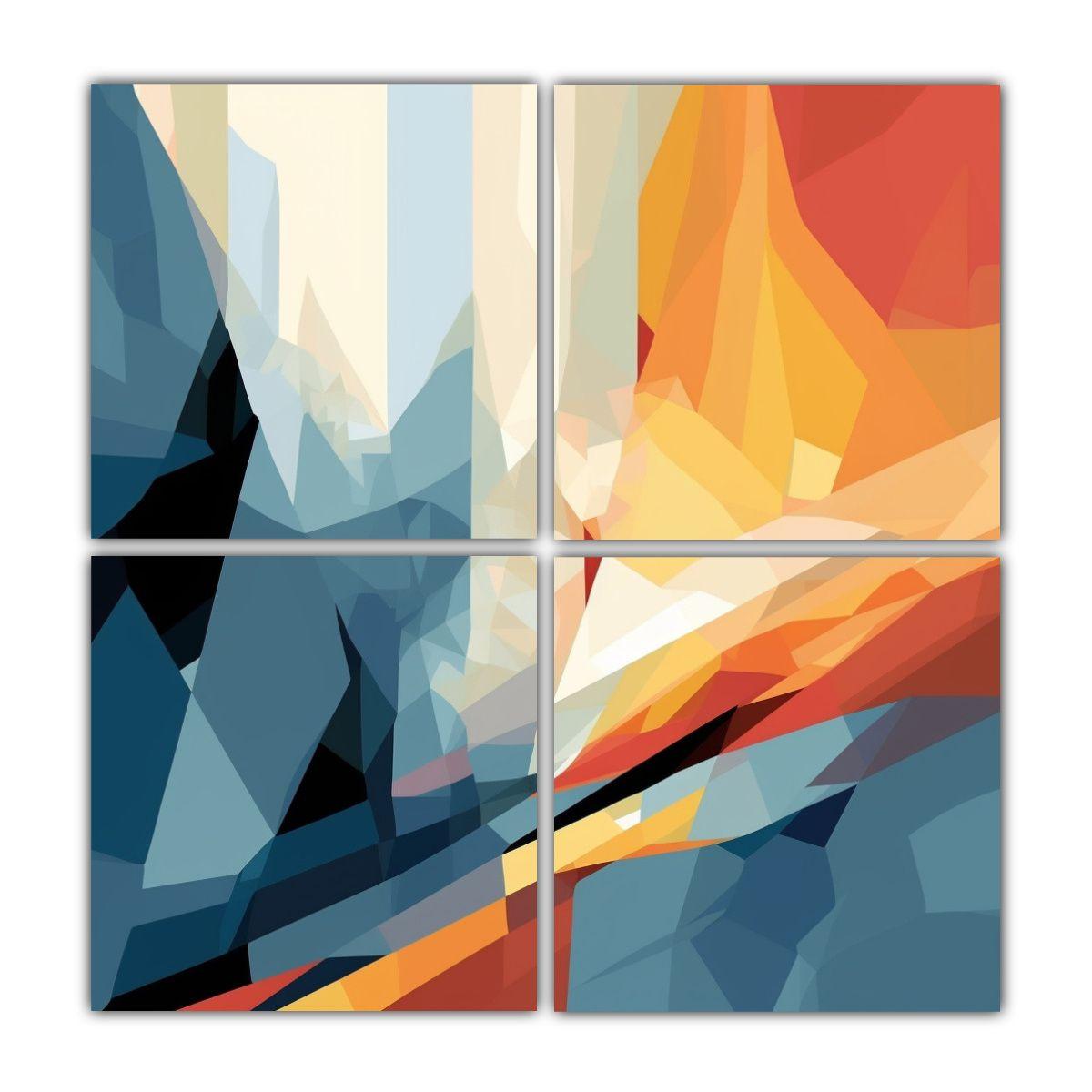 Cuatro Lienzos De Tela Inspiración Salón 80x80 Cm-0