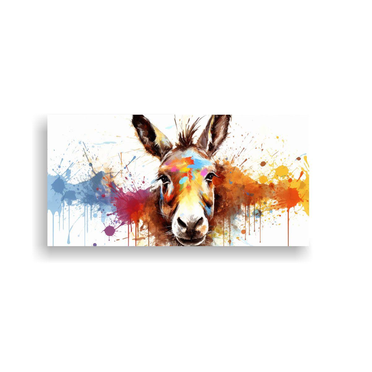 Cuadro Colorido Estilo Acuarela Burro 21 160x80cm-0