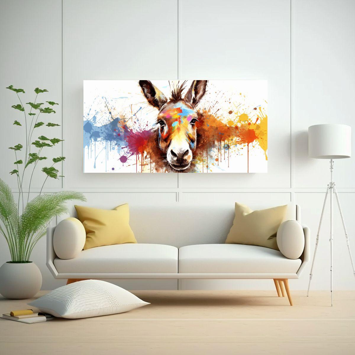 Cuadro Colorido Estilo Acuarela Burro 21 160x80cm-2