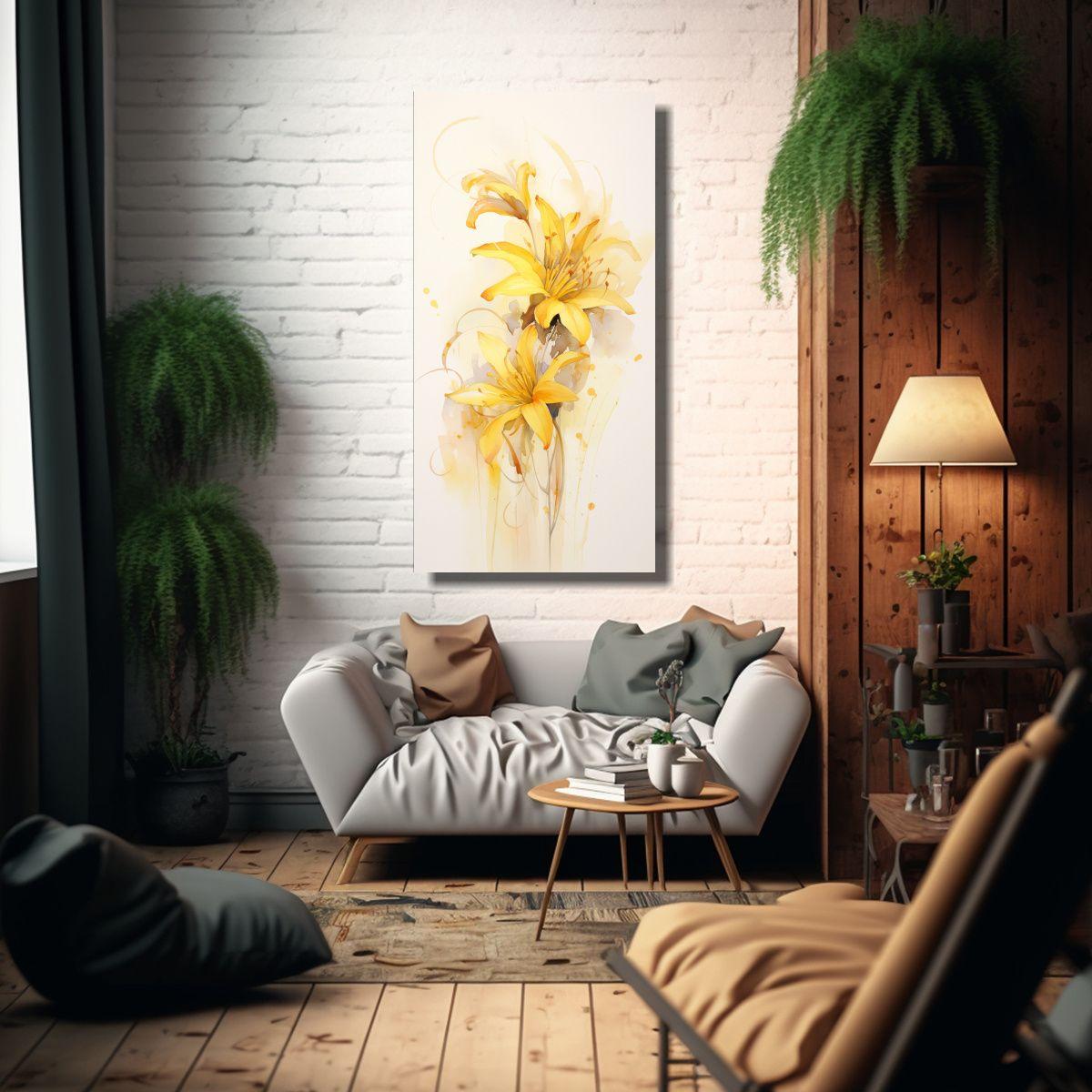 Pintura Abstracta Duradera De Flores En Tonos 50x100cm-2