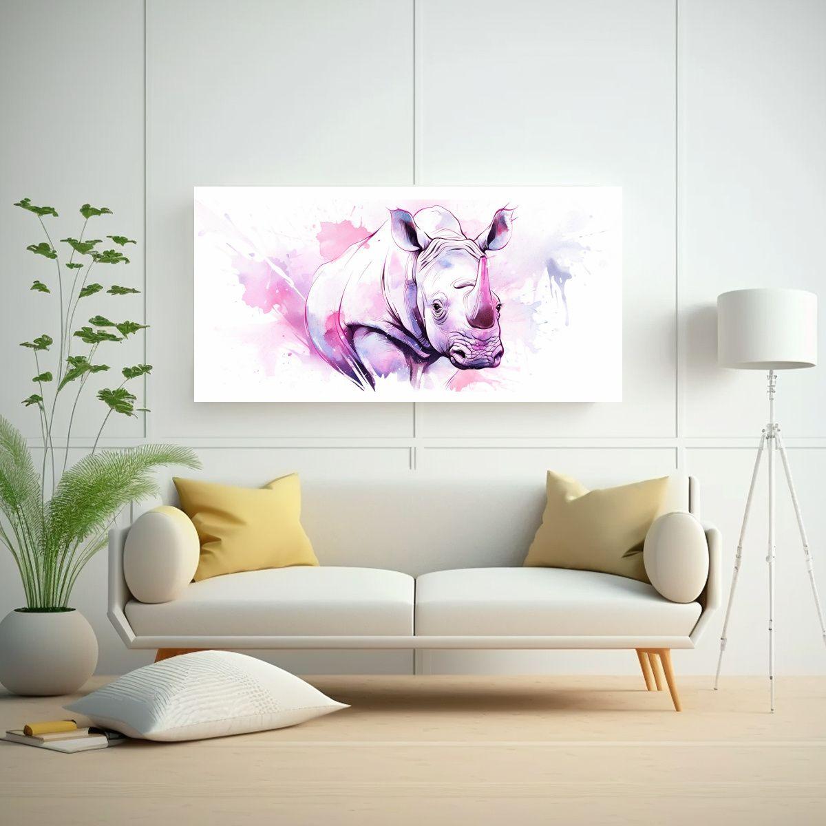 Pinturas De Arte De Pared: Composición Con Rinoce 60x30cm-2