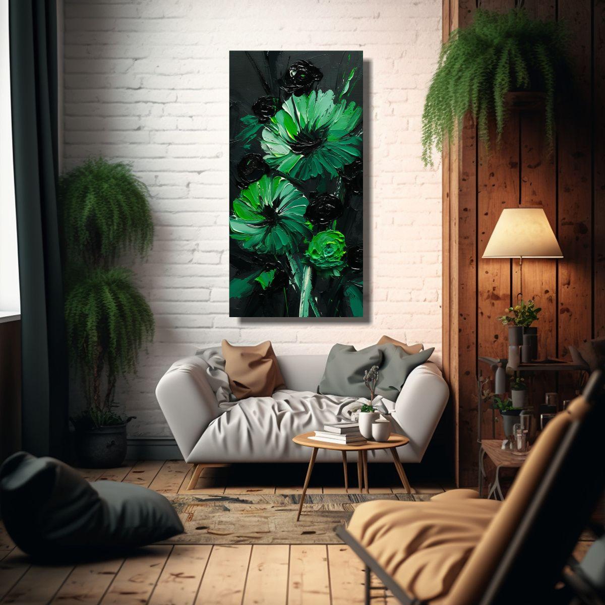 Pintura De Flores En Lienzo, Intensidad De Color 60x120cm-2