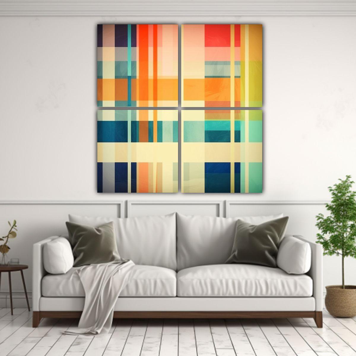 Cuatro Artes Movimiento Verano Colores Abstractos 180x180 Cm-2