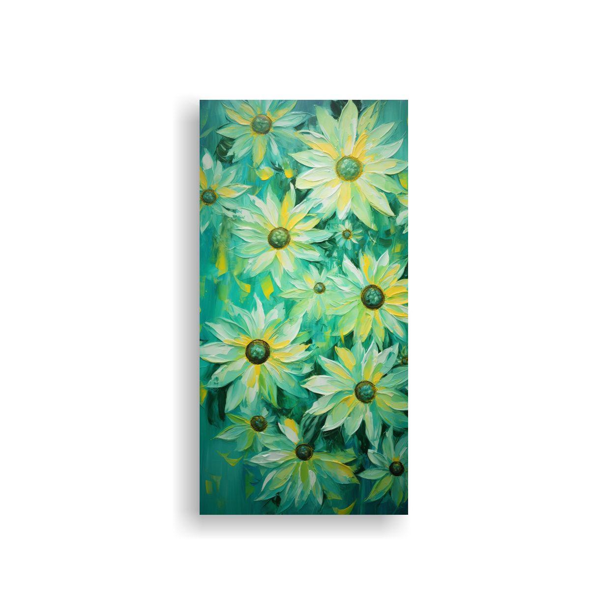 Cuadro De Sol Verde Con Girasoles En Estilo 40x80cm-0