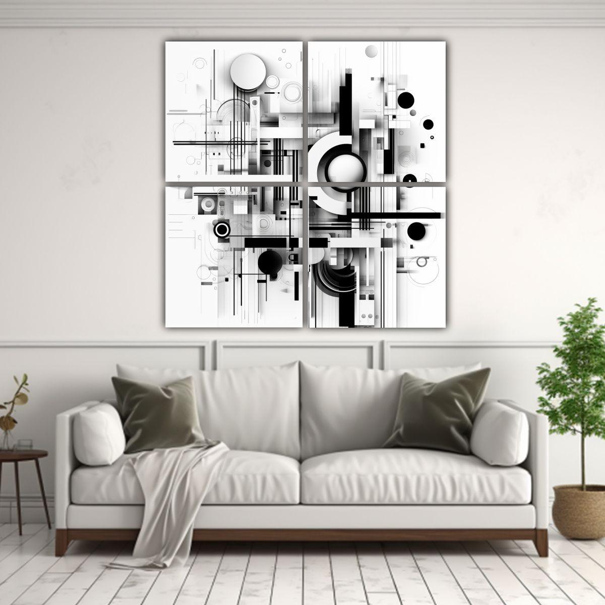Cuadro Abstracto Original De Líneas Y Figuras 160x160 Cm-2