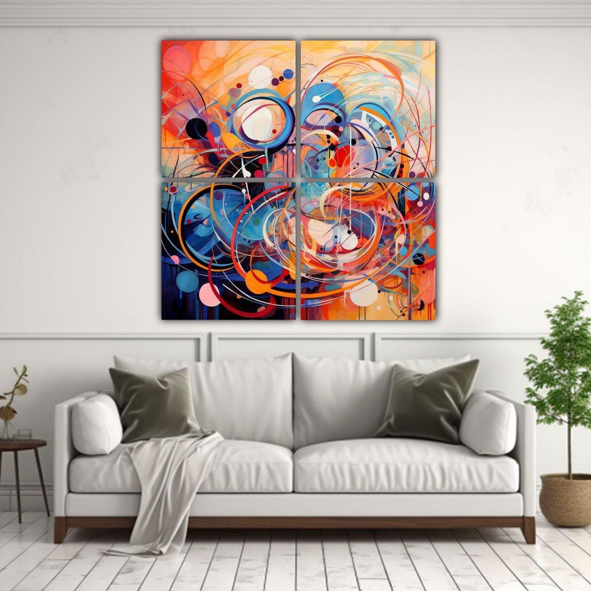 4 Pinturas Decorativas Minimalismo Quantum 80x80 Cm-2