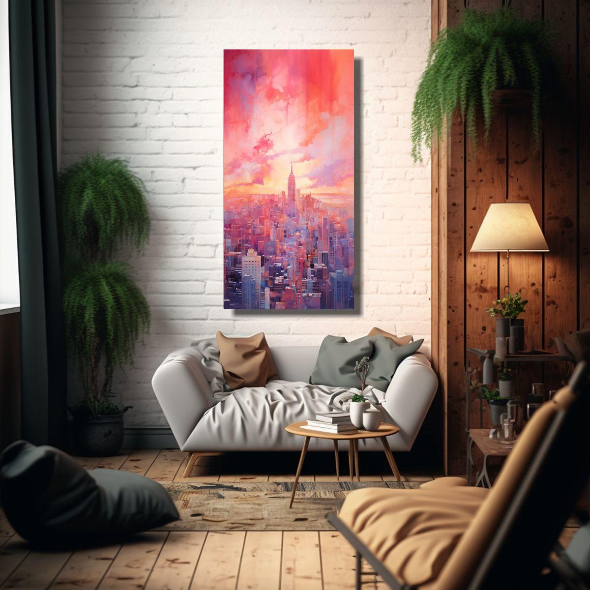 Pintura Decorativa De Manhattan, Ciudad Vibrante 70x140cm-2