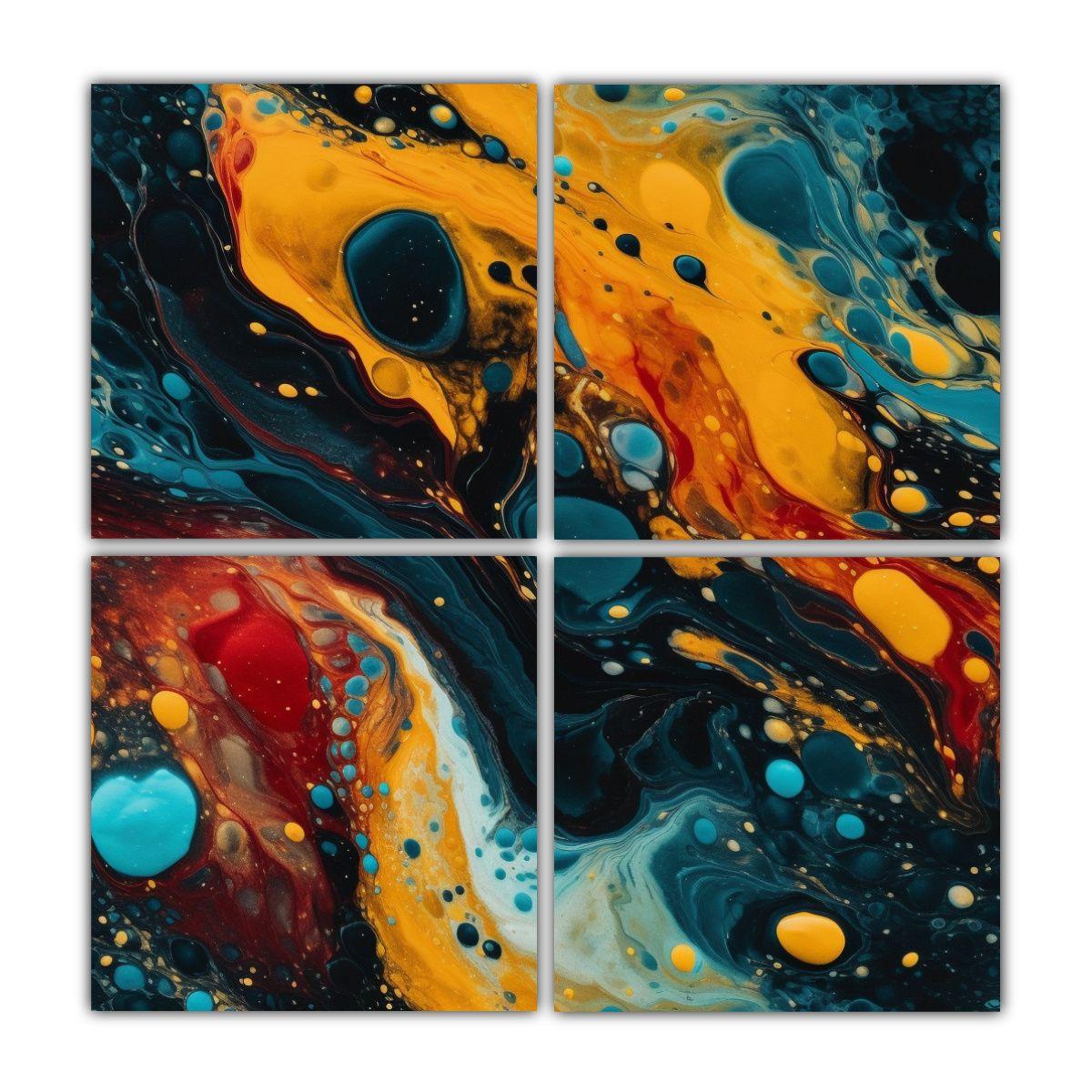 Cuadros Abstractos En óleo En Colores Rojo Y 40x40 Cm-0
