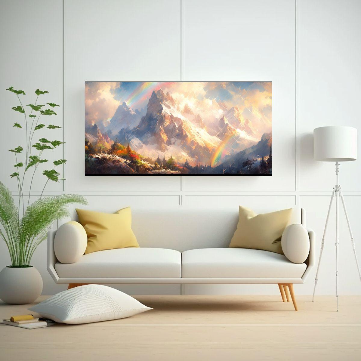 Cuadro Abstracto De Figuras En Montañas Nevadas 100x50cm-2