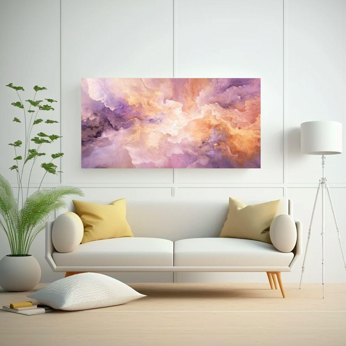 Lienzo Vanguardia Para Comedor En Rosa Y Morado 140x70cm-2