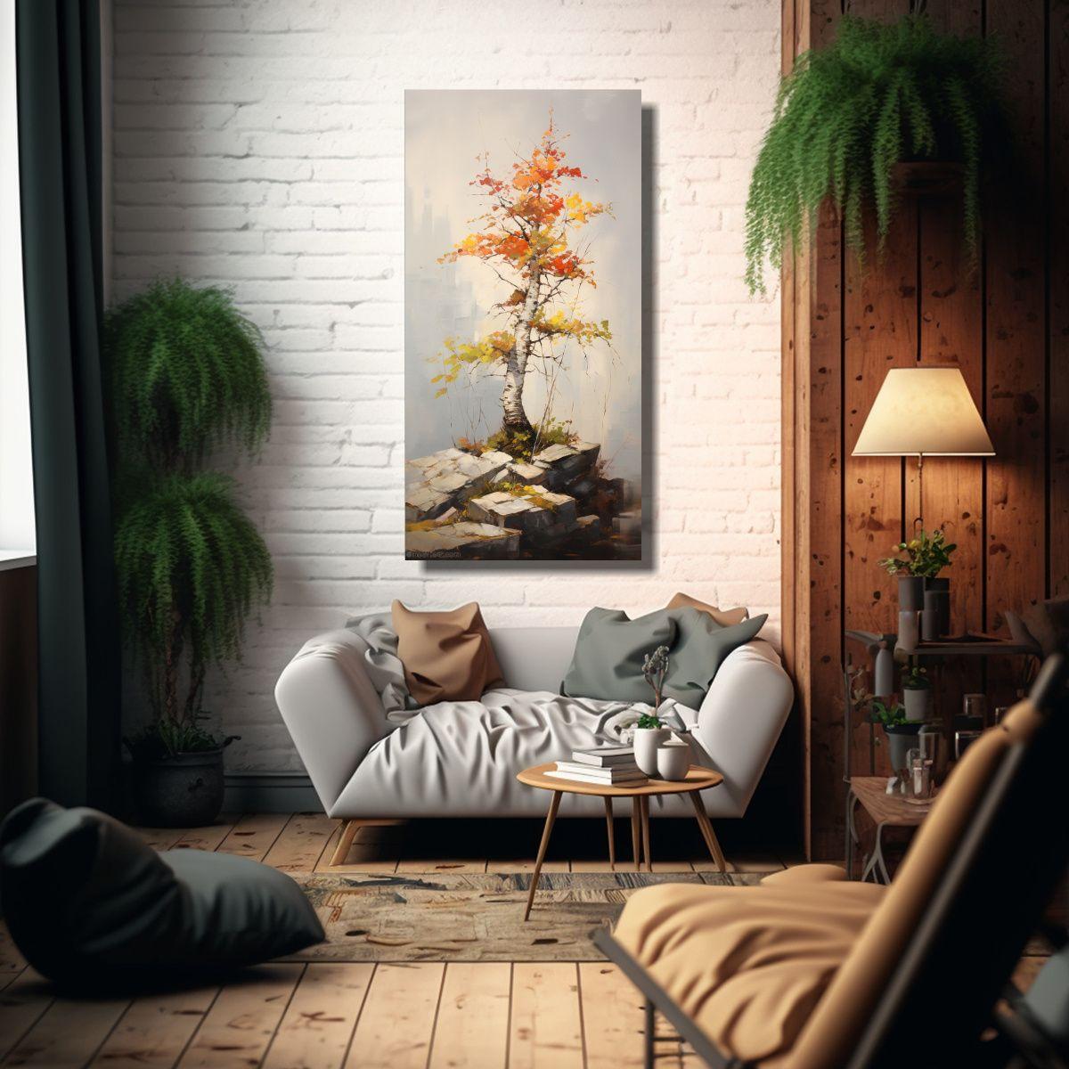 Cuadro Moderno Composición A Birch Bonsai Tree 80x160cm-2