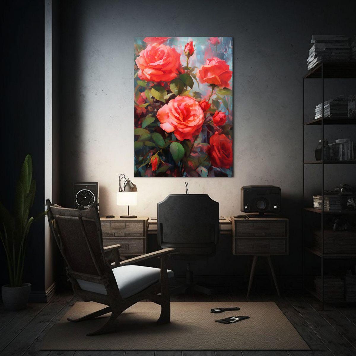 Lienzo Tela Sublimada Rosa Roja Arte Calma 20x30cm-2
