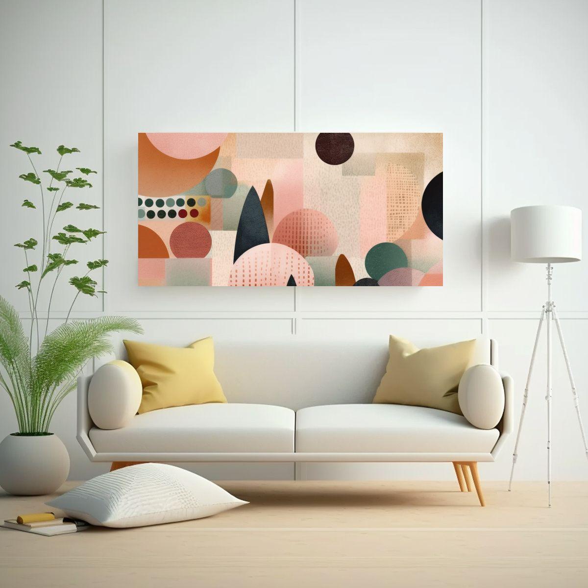Cuadro Lienzo Tela Formas Urbanas Pastel Estilo 40x20cm-2