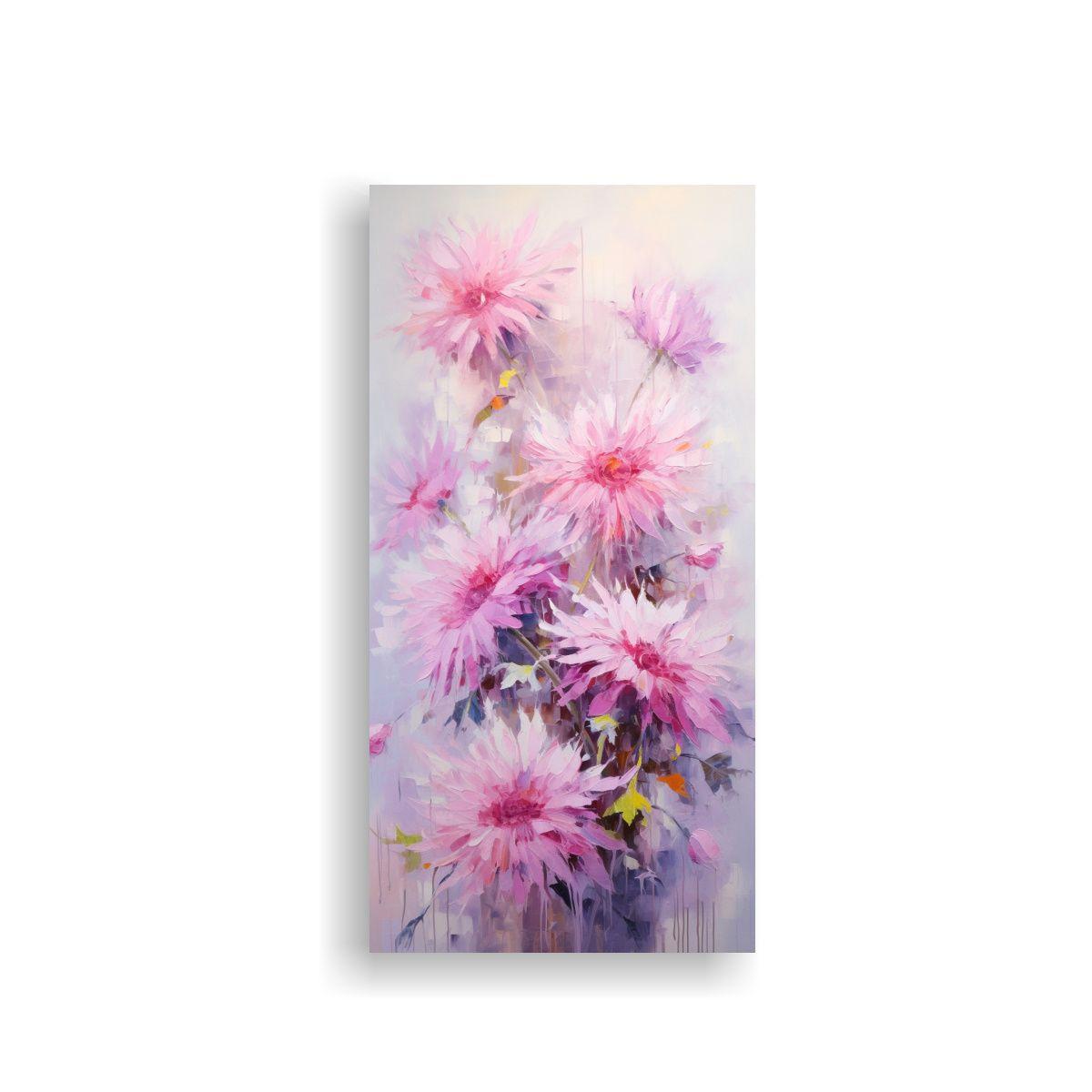 Pintura Moderna De Girasoles Rosados Estilo 30x60cm-0
