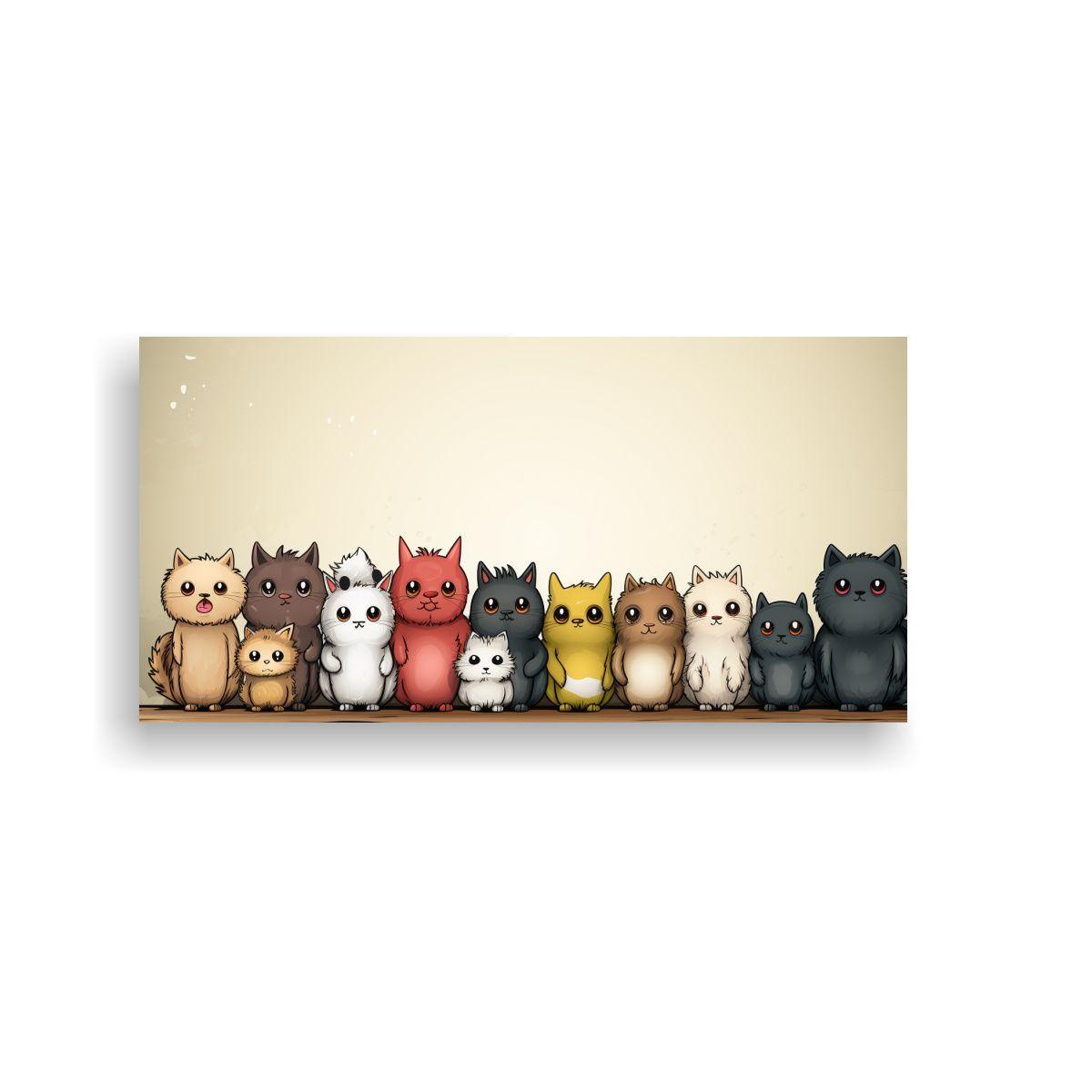 Pinturas Decorativas Lienzo Línea Gatos Y Niños 100x50 Cm-0