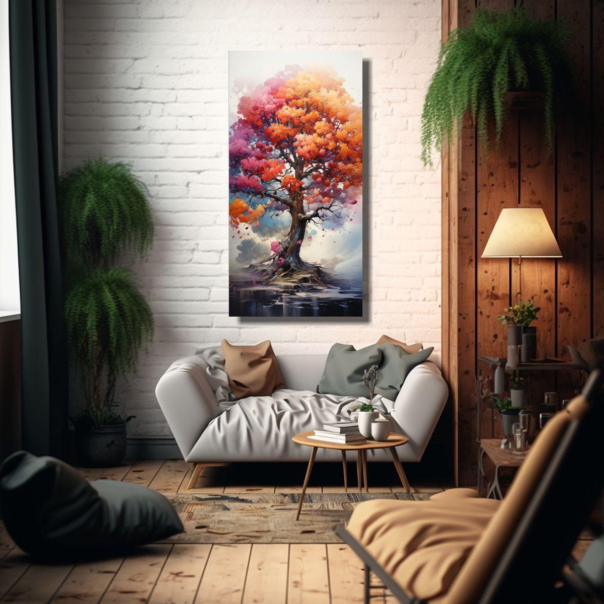 Pintura Abstracta De Tonos Naturales Del Arco Iris 70x140cm-2