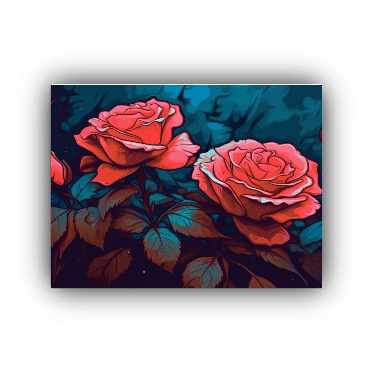 Cuadro Surrealista De Flores Rosas Inspirado En Un Jardín D 120x80cm-0