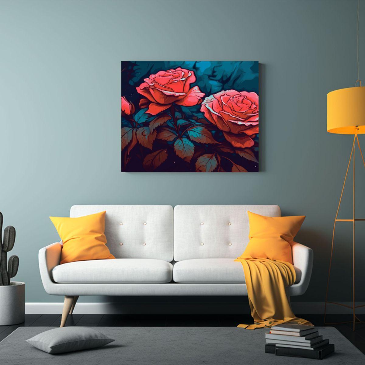 Cuadro Surrealista De Flores Rosas Inspirado En Un Jardín D 120x80cm-2