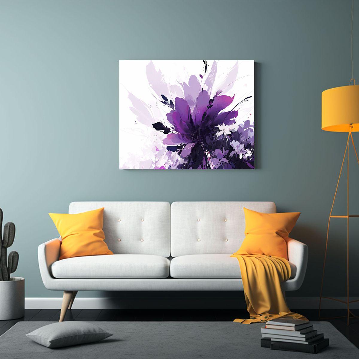 Pinturas Decorativas En Lienzo Moderno Púrpura Y Blanco Est 75x50cm-2